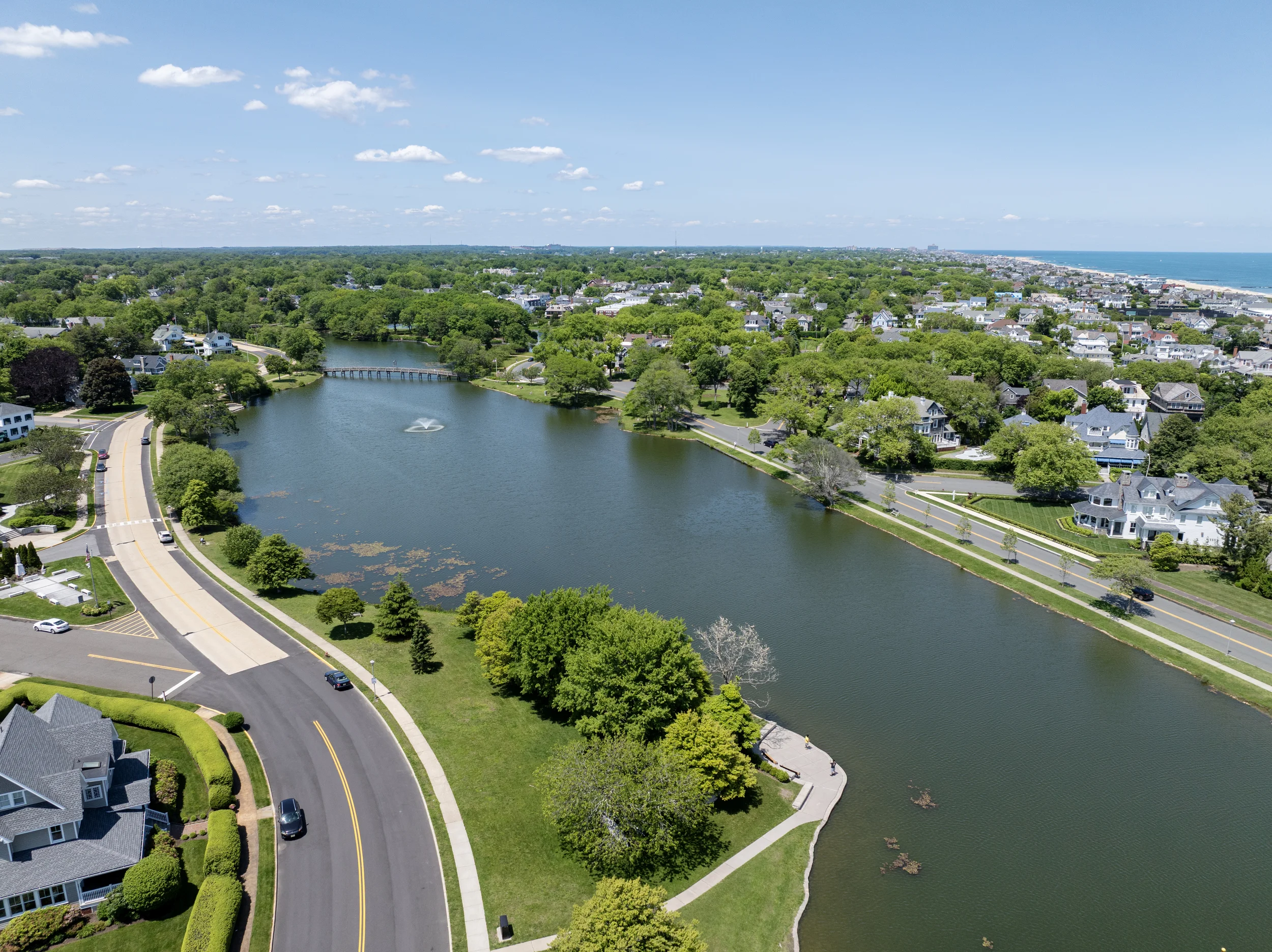 Aerial view of lake daytime